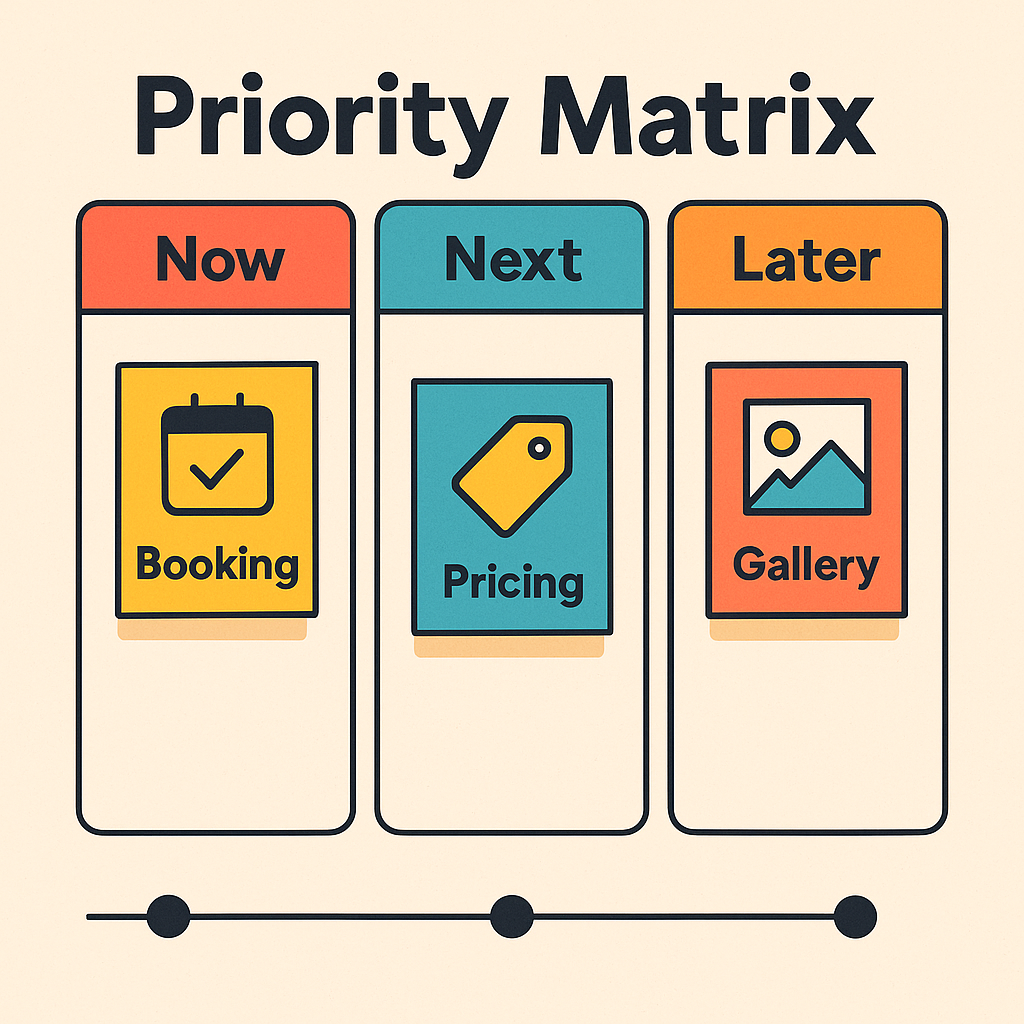 Flat Illustration einer Prioritäten Matrix für den Website Relaunch