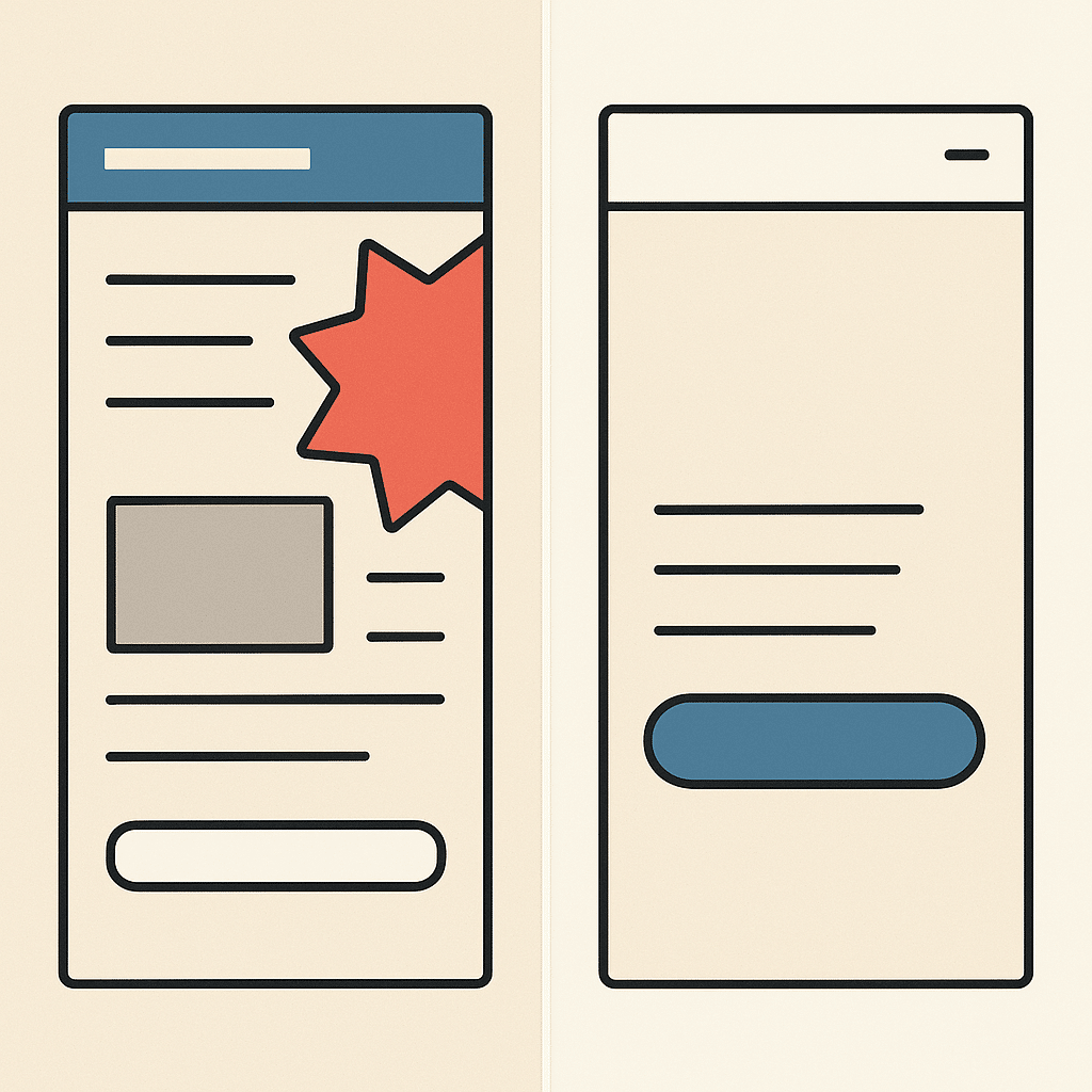 Vorher Nachher Website Optimierung als flache Illustration für Unternehmen aus Heilbronn